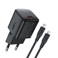 Įkroviklis Acefast A117 20W GaN USB-C + USB-C to Lightning 1.2m cable juodas