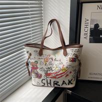 Cartoon Tote Bag Large Capacity Pu Fashion Casual Handbag For Daily Use juoda
