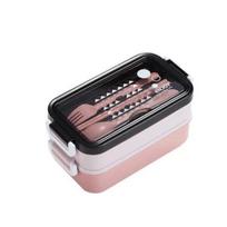 Japanese Rectangle Double Layer Bento Box Leakproof Sealed Lunch Container for School Office Picnic Daily Use gray