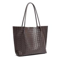 Leather woven large capacity tote bag women's shoulder commuter handbag simple fashion bag Bag body: top 43* bottom length 31*9*28 cm black