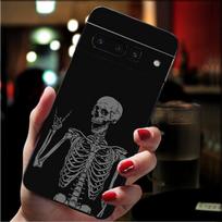 Phone Case For Google Pixel 10 9 Pro XL 9A 8 7 6 Pro Pixel 8A 7A 6A Pixel 8 7 6 5 Skull Skeleton Google Pixel 10 Pro black