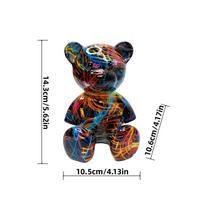 Desk Statue Resin Sitting Bear Sculpture Trendy Miniature Doll Home Decoration For Garden Holiday Furnishing Dorm Cabinet black