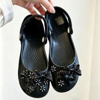 Sea Salt Mary Jane Ballet Clog Detachable Flower Buckle Accessories black