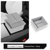 For Tesla Model Y Juniper 2025 Central Control Storage Box Armrest Box Eyeglass Holder Organizer Tray Car Interior Accessories gray