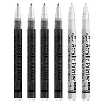 Black&White Paint Pen, Extra Fine Point Acrylic Marker Pens for Wood,Rock,Plastic,Glass,Stone,Metal,Canvas,Ceramic, Opaque Ink gray
