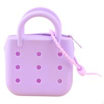 Beach Tote Bag with Holes Zipper Silicone DIY Wallet Summer Leisure Hole Green Purple white