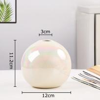 Colored Pearl White Ball Shape Ceramic Vase Desk Decoration Flowers Arrangement Artificial Flower Vase Room Aesthetic Decor white
