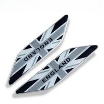 2Pcs Metal Italian Germany America Britain France National Flag Side Fender Emblem Badge Decals Car Sticker Accessories gray