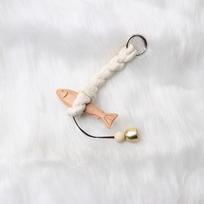 Marine Beach Themed Wood Fish Sculpture with Bell Handcrafted Fish Wall Hanging Decor Rustic Hand Carved Fish Door Chimes white