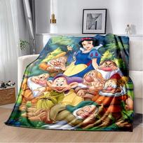 Snow White & Seven Dwarfs Halloween Flannel Blanket, Soft Warm Throw with Pumpkin Print for Bed Sofa and Couch 80cm x 120cm gray