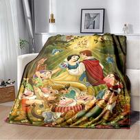 Snow White & Seven Dwarfs Halloween Flannel Blanket, Soft Warm Throw with Pumpkin Print for Bed Sofa and Couch 80cm x 120cm gray