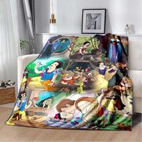 Snow White & Seven Dwarfs Halloween Flannel Blanket, Soft Warm Throw with Pumpkin Print for Bed Sofa and Couch 80cm x 120cm
