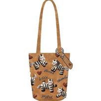 2026 Happy Bag Canvas Tote Bag, Large Capacity Wooden Ring Bucket Bag, Hand Carry & Shoulder Bag, Simple Fashion Shopping Bag