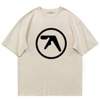 Vyriškas T-shirt Aphex Twin Marškinėlis 100% Medvilnė Spausdintas Per didelis Y2k Gatvės Stiliaus Marškinėliai Trumpomis Rankovėmis Korėjietiška Mada Estetiški Drabužiai S black