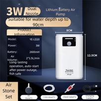 1.5/3/3.5W Fish Tank Air Pump USB Rechargeable Low Noise Dual-Purpose Air Pump Quiet Lithium Battery Aquarium Oxygen Pump