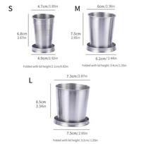 Nešiojami lauko kempingo metaliniai nerūdijančio plieno teleskopiniai puodeliai, sulankstomi puodeliai, gėrimų puodeliai. Large 250ML gray