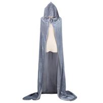 Christmas Velvet Halloween Grim Reaper Cloak long Hooded cape Unisex for Devil Witch Wizard Christmas Cosplay red Death cloak 60cm for child&Bleach gray