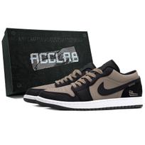 Jordan Air Jordan 1 Cushioning Low top Vintage Basketball Shoes Men's Black Brown 553558-132(Team349--) 41 gray