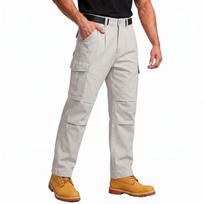Men's Multi-Functional Straight Leg Cargo Pants with Multiple Pockets for Outdoor Work and Hiking XXXL gray