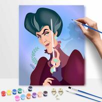 Disney Lady Tremaine Oil Painting Kit Cinderella Villain Home Decor Gift 50x70cm gray