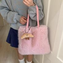 New Winter Fluffy Shopping Tote Bag Large Capacity Commuter Versatile Shoulder Bag Cute Furry Texture and Simple Storage Bag