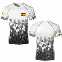 Ispanijos vėliavos grafikos futbolo marškinėliai, Greitai džiūstantis kvėpuojantis T-shirt, Vyriški moteriški sportiniai treniruočių marškinėliai, Laisvalaikio geometrinio rašto vasaros viršutiniai drabužiai XL gray