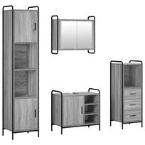 vidaXL Vonios spintos komplektas 4 vnt. Pilka Sonoma 40 x 36 x 181 cm