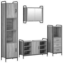 vidaXL Vonios spintos komplektas 4 vnt. Pilka Sonoma 40 x 36 x 181 cm