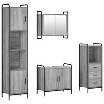 vidaXL Vonios spintos komplektas 4 vnt. Pilka Sonoma 40 x 36 x 181 cm