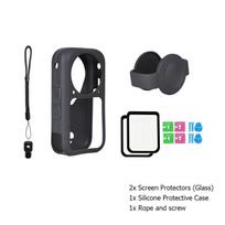 Lens Guard for Insta360 X6 Camera Tempered Glass Film Silicone Protective Cover Anti-loss Rope for Insta 360 X6 Accessories