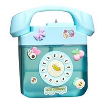 Practical-Creatives Retro Telephone Shape Water Bottle With Adjustable Shoulder Strap, Drinking Bottles With 3D Sticker Easy To white