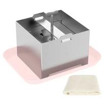 ABKP-Tofu Press Mold With Drip Tray-Stainless Steel Reusable Cheese Making Mould For Homemade Tofu Production In Kitchen white
