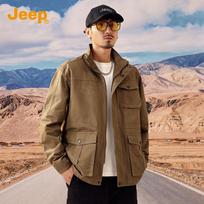 JEEP Men's Pure Cotton Multi-Pocket Workwear Jacket 2XL gray
