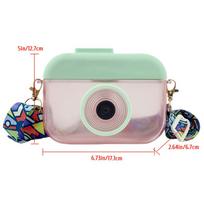 400ML Cute Camera Shape Water Cup  Kids Water Bottle With Straw Drinking Water Jug with Adjustable Shoulder Strap for beige
