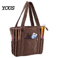 Yarn Organizer Tote Corduroy Tote, Holder Shoulder Bag, Knitting Supplies Sewing Tool Storage Bag for Crochet Hooks & Accessories, Lover Gift ruda