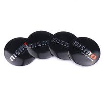 4Pcs 56 60MM Car Emblem Wheel Hub Caps Stickers Hubcap Badge Decals For Nissan Nismo X-trail Almera Tiida Patrol Teana J32 GTR black