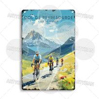 Tour de France Dviratininkų Metalinis Ženklas Alpe dHuez Mont Ventoux Le Jura Auvergne Mont Blanc Champslyses Col du Tourmalet NICA 20x30cm（7.8x11.8inch） blue