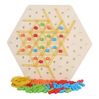 Geometric Chain Chess Puzzle Triangle Chess Table Game Rubber Band Training Home Interactive Exercise Thinking Toy beige