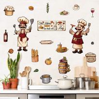Kitchen Wall Decals, Self-Adhesive Food Stickers for Dining Room Home Decor One Size beige
