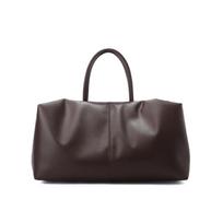 Large capacity leather tote bag women's retro marc pleated lazy cloud bag leather commuter shoulder bag Large size (42*18*23cm) gray
