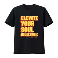 Elevate Your Soul House Music Retro T shirt for DJs and Dance Lovers vintage Washed streetwear fashion homme graphic L yellow