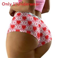 Heart Pattern Ladies Low Waist Underwear With Seamless Design For Romantic Gift XO,S