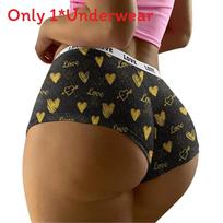 Heart Pattern Ladies Low Waist Underwear With Seamless Design For Romantic Gift Love,XL black