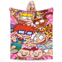 Relax Rugrat Pile Up anime cartoon kids Blanket Merch Sofa Decorative  Throw Blankets Soft Velvet for Travel 30x40in pink