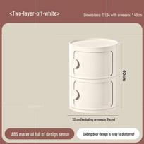 Cream Modern Round Bedside Table: Multi-Layer Mobile Storage Cabinet for Small Apartments white