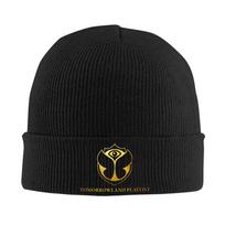 Tomorrowland Skullies Beanies Caps Unisex Winter Warm Knit Hat Adult Belgian Electronic Dance Music Festival Bonnet Hats One Size black