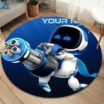 ASTRO BOT Custom Name Round Area Rug,Carpet Rug for Living Room Bedroom Sofa Playroom Decor,Non-slip Floor Mat 80cmx80cm blue