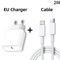 PD 20W greitas įkroviklis skirtas iPhone 14 13 12 11 Pro Max Mini 7 8 Plus XR Type C Kabelis Greito įkrovimo data Laido telefono priedai EU 2m Cable - Kit white
