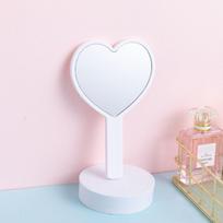 Sweet Heart Handle Mirror Cute Vanity Mirror Carry Around Love Makeup Mirror  Women balta