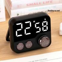 Daugiafunkcis elektroninis besisukantis virtuvės laikmatis-žadintuvas-chronometras su magnetiniu priminimu white